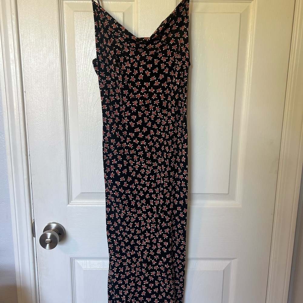Monte Black and Rose Sheath Midi Dress Spaghetti Strap